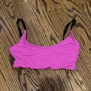 FP Free People Movement Pink Sports Bra with Strappy Black Back Size Small